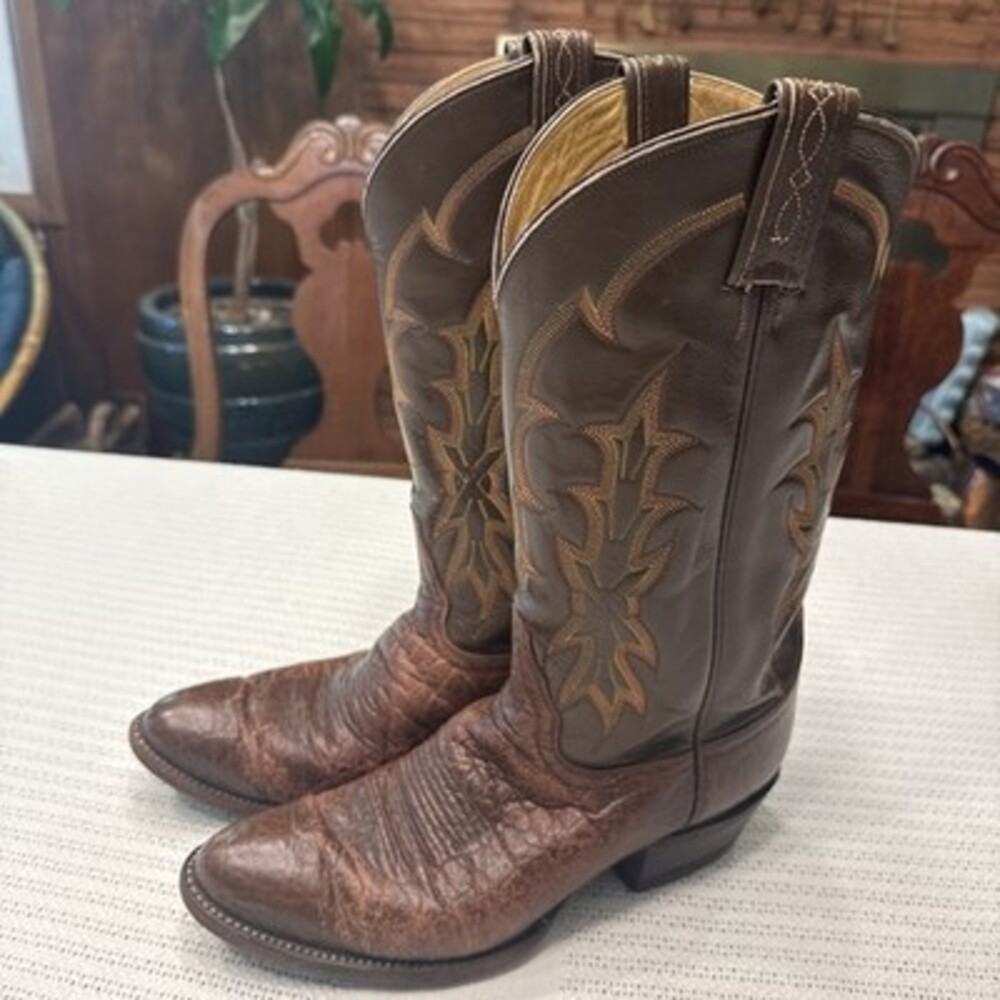 Vintage Tony Lama Cowboy Boots 2 Tone  8638 Size 10 D 1983 Gold Label